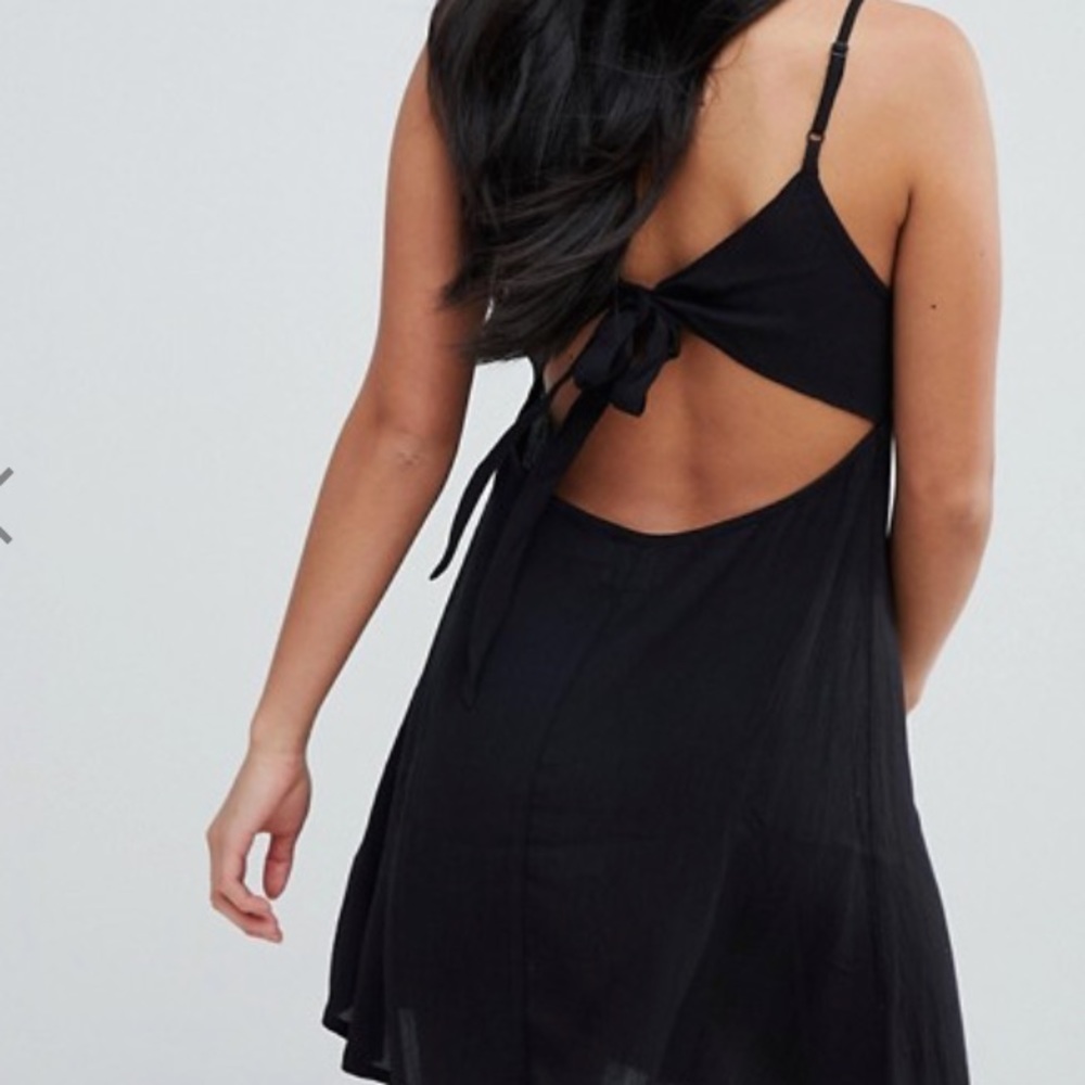 ASOS Petite Crinkle Bow Back Mini Swing Sundress